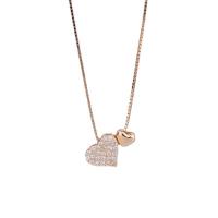 Cubic Zircon Micro Pave Sterling Silver Necklace, 925 Sterling Silver, with 5CM extender chain, Heart, plated, micro pave cubic zirconia & for woman Approx 45 cm 