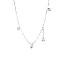 Cubic Zirconia Micro Pave Sterling Silver Necklace, 925 Sterling Silver, with 5CM extender chain, plated, micro pave cubic zirconia & for woman, platinum color Approx 40 cm 
