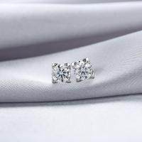 Sterling Silver Stud Earring, 925 Sterling Silver, with Moissanite, fashion jewelry & for woman 