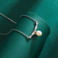 Стерлингового серебра жемчужное ожерелье, 925 пробы, с Пресноводные жемчуги, ювелирные изделия моды & Женский, длина:Приблизительно 48 см, продается PC