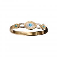 Evil Eye Jewelry Bracelet, Titanium Steel, with turquoise, gold color plated, Unisex & with rhinestone, Inner Approx 54mm 