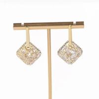 Cubic Zirconia Micro Pave Brass Earring, Geometrical Pattern, real gold plated, micro pave cubic zirconia & for woman 