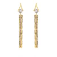 Fashion Fringe Earrings, Brass, real gold plated, micro pave cubic zirconia & for woman, 75mm 