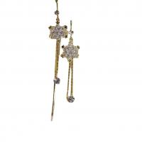 asymmetrische Ohrringe, Zinklegierung, Schneeflocke, goldfarben plattiert, Koreanischen Stil & für Frau & mit Strass, 15x90mm, verkauft von Paar