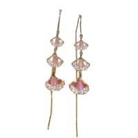 Cubic Zircon (CZ) Drop Earring, Zinc Alloy, Ginkgo Leaf, gold color plated, Korean style & micro pave cubic zirconia & for woman 