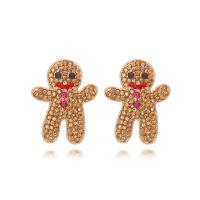 Christmas Earrings, Zinc Alloy, Gingerbread Man, Christmas Design & fashion jewelry & for woman & with rhinestone 