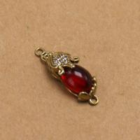 Rhinestone Zinc Alloy Connector, with Red Agate, Fabulous Wild Beast, gold color plated, DIY & with rhinestone, red 