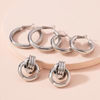 Zinc Alloy Hoop Earring, silver color plated, fashion jewelry & for woman 