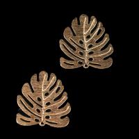 Brass Leaf Pendants, DIY & brushed & hollow, original color Approx 