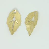 Brass Leaf Pendants, DIY & brushed & hollow, original color Approx 