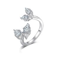 Cubic Zirconia Micro Pave Sterling Silver Finger Ring, 925 Sterling Silver, Butterfly, fashion jewelry & micro pave cubic zirconia & for woman  US Ring 