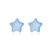 Cubic Zirconia Micro Pave Sterling Silver Earring, 925 Sterling Silver, Star, fashion jewelry & micro pave cubic zirconia & for woman & enamel 