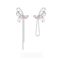 Cubic Zirconia Micro Pave Brass Earring, Butterfly, fashion jewelry & micro pave cubic zirconia & for woman 