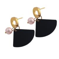 Acrylic Drop Earring, 304 Stainless Steel, with Plastic Pearl & Acrylic, fashion jewelry & for woman 