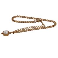 Edelstahl Schmuck Halskette, 304 Edelstahl, mit Kunststoff Perlen, Modeschmuck & für Frau, goldfarben, 15x2mm, Länge:ca. 10.24 ZollInch, verkauft von PC