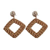 Stainless Steel Drop Earring, 304 Stainless Steel, with Rattan, fashion jewelry & for woman 