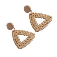 Wood Earring, Rattan, with Wood, fashion jewelry & for woman 