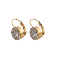 Stainless Steel Leverback Earring, 304 Stainless Steel, fashion jewelry & for woman & with rhinestone, golden 