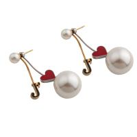 Stainless Steel Drop Earring, 304 Stainless Steel, with Plastic Pearl, fashion jewelry & for woman 