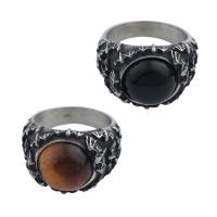 Gemstone Stainless Steel Finger Ring, 304 Stainless Steel, with Gemstone & Unisex ring thickness 17.5mm 