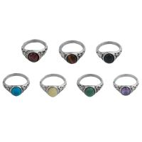Gemstone Stainless Steel Finger Ring, 304 Stainless Steel, with Gemstone & Unisex ring thickness 12mm 