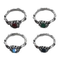 Stainless Steel Finger Ring, 304 Stainless Steel, with Glass, fashion jewelry & Unisex ring thickness 9mm 