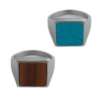 Edelstahl Fingerring, 304 Edelstahl, mit Edelstein, verschiedenen Materialien für die Wahl & unisex & verschiedene Größen vorhanden, ring thickness 17.5mm, verkauft von PC