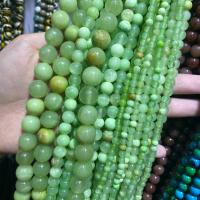 Single Gemstone Beads, Green Calcedony, Round, DIY green Approx 38 cm 
