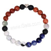 Gemstone Bracelets, with Wood, fashion jewelry & elastic & Unisex, mixed colors Approx 18 cm 