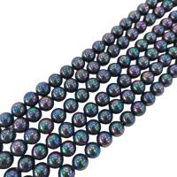 Shell Pearl, Round, colorful plated, DIY black Approx 39-40 cm [