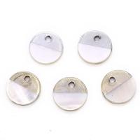 Natural Freshwater Shell Pendants, Flat Round, plated, DIY 15mm 