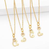 Cubic Zircon Micro Pave Brass Necklace, with 5cm extender chain, Alphabet Letter, plated, fashion jewelry & micro pave cubic zirconia cm 