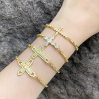 Cubic Zirconia Micro Pave Brass Bracelet, Cross, plated, fashion jewelry & micro pave cubic zirconia cm 
