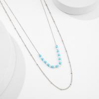 Turquoise Zinc Alloy Necklace, with turquoise, Double Layer & fashion jewelry & for woman Approx 46/55 cm 