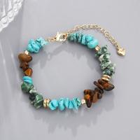 Gemstone Bracelets, Zinc Alloy, with Stone & turquoise, with 6cm extender chain, handmade, fashion jewelry & Bohemian style & for woman Approx 16 cm 