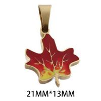 Enamel Stainless Steel Pendant, 304 Stainless Steel, Maple Leaf, plated, DIY, golden Approx 3.5*5.5mm [