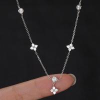 Cubic Zircon Micro Pave Sterling Silver Necklace, 925 Sterling Silver, with 5cm extender chain, fashion jewelry & micro pave cubic zirconia Approx 40 cm 