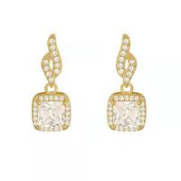 Cubic Zircon (CZ) Drop Earring, Zinc Alloy, Geometrical Pattern, gold color plated, micro pave cubic zirconia & for woman 