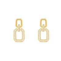Zinc Alloy Rhinestone Drop Earring, Geometrical Pattern, gold color plated, for woman & with rhinestone & hollow 
