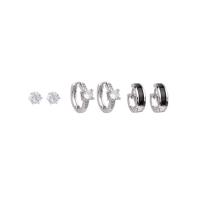 Zircon cubique (CZ) Stud Earring, alliage de zinc, Placage de couleur platine, pavé de micro zircon & pour femme, 10mm, Vendu par fixé
