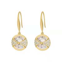 Cubic Zircon (CZ) Drop Earring, Zinc Alloy, Round, gold color plated, micro pave cubic zirconia & for woman, 25mm 