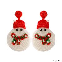 Christmas Earrings, Seedbead, Snowman, Christmas jewelry & for woman 