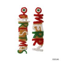 Christmas Earrings, Glass Seed Beads, Alphabet Letter, Christmas jewelry & for woman  
