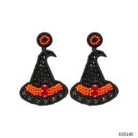Seedbead Drop Earring, Hat, handmade, Halloween Jewelry Gift & for woman 