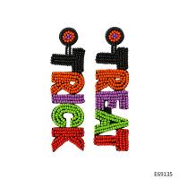 Glass Seed Beads Drop Earring, Alphabet Letter, handmade, Halloween Jewelry Gift & for woman 