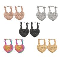 Stainless Steel Leverback Earring, 304 Stainless Steel, Heart, Vacuum Ion Plating, fashion jewelry & for woman 