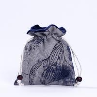 Linen Jewelry Pouches Bags, Cotton Fabric, vintage, blue [