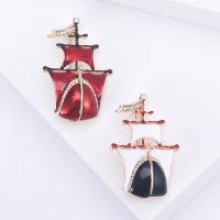 Zinc Alloy Jewelry Brooch, Sail Boat, gold color plated, fashion jewelry & for woman & enamel & with rhinestone 