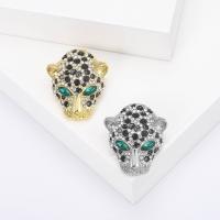 Zinc Alloy Jewelry Brooch, Leopard, plated, fashion jewelry & for woman & enamel & with rhinestone 