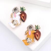 Zinc Alloy Jewelry Brooch, Rabbit, gold color plated, fashion jewelry & for woman & enamel & with rhinestone 